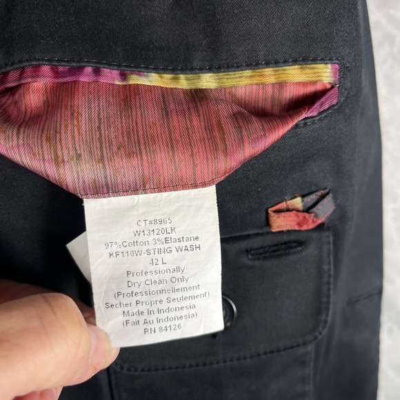 KROON Mens Black Cotton Blend Blazer Jacket Woven Lined Size 42L - Picture 6 of 16